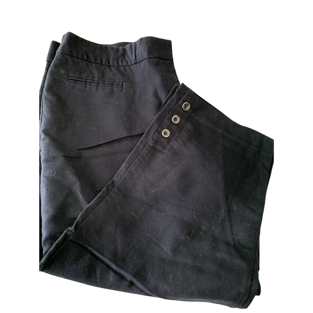 Roz & Ali Cropped Capri Pants Size 16 Navy Blue Button Hem Stretch Preppy Modest